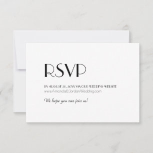 Minimalistische moderne Art Deco Hochzeits-Website RSVP Karte