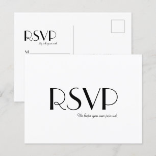 Minimalistische moderne Art Deco Wedding RSVP Post Einladungspostkarte