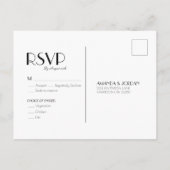 Minimalistische moderne Art Deco Wedding RSVP Post Einladungspostkarte (Rückseite)