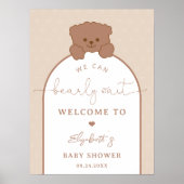 Minimalistische moderne Baby Wait Braun Babydusche Poster (Vorne)