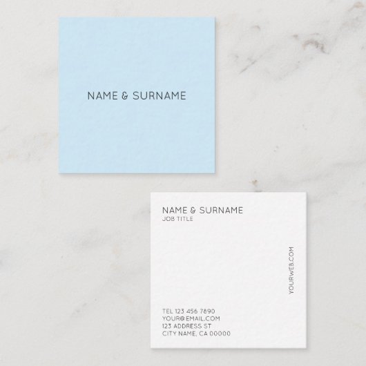 Minimalistische moderne BabyBlue quadratische Quadratische Visitenkarte (Vorne/Hinten)