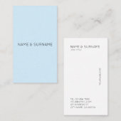 Minimalistische moderne BabyBlue vertikale Visitenkarte (Vorne/Hinten)