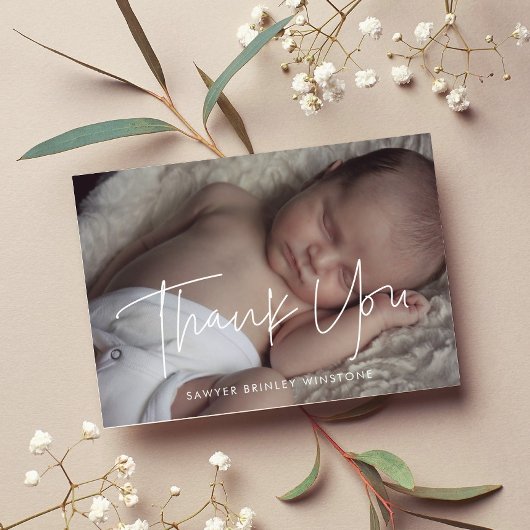 Minimalistische moderne Babydusche danke Karte