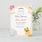 Minimalistische moderne Babydusche - Einladung (Stehend Vorderseite)