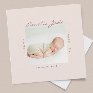 Minimalistische moderne Babyrosa-Ankündigungskarte Ankündigung