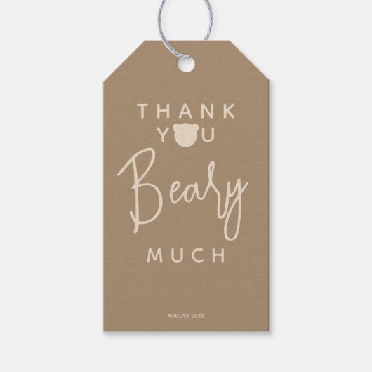 Minimalistische moderne Bärendusche Danke Geschenkanhänger (Vorderseite)