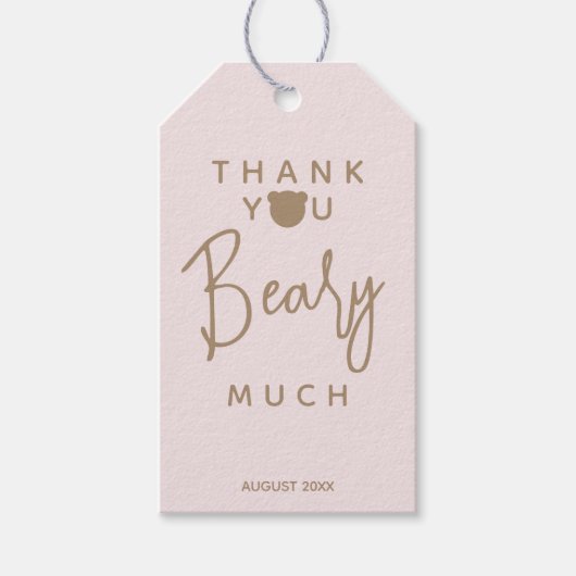 Minimalistische moderne Bärendusche Danke Geschenkanhänger (Vorderseite)