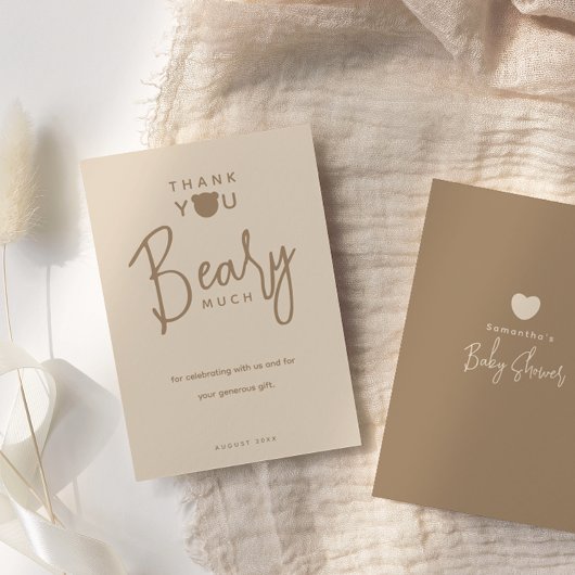 Minimalistische moderne Bärendusche Dankeskarte