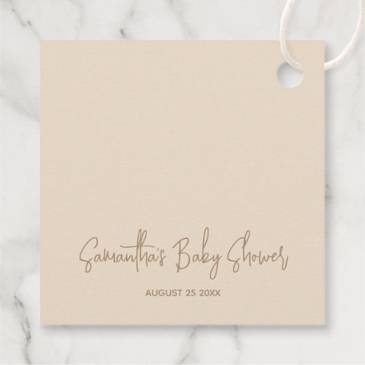 Minimalistische moderne Bärendusche Geschenkanhänger (Rückseite)