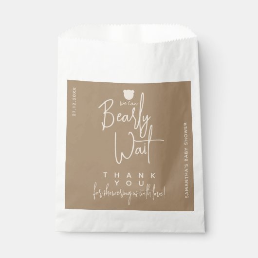 Minimalistische moderne Bärendusche Geschenktütchen (Vorderseite)