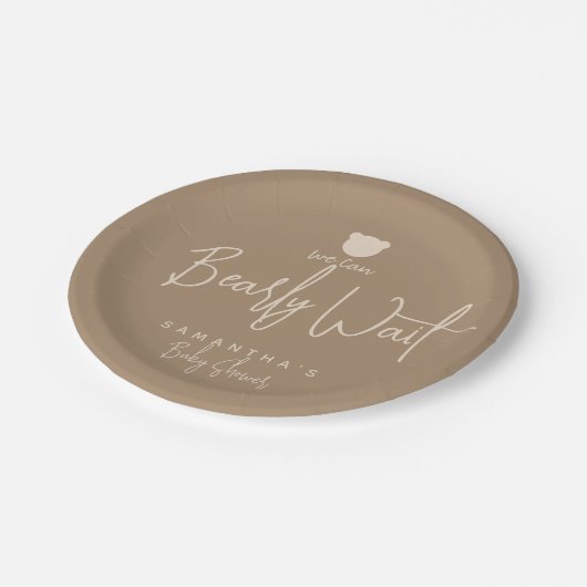 Minimalistische moderne Bärendusche Pappteller (Schrägansicht)