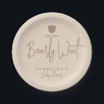 Minimalistische moderne Bärendusche Pappteller<br><div class="desc">Ein kleiner wilder ist unterwegs? Natürlich wirst du feiern! Dieses können wir Ihnen bei der Planung einer tollen Baby-Dusche behilflich sein!</div>