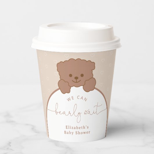 Minimalistische moderne Bear Baby Dusche Pappbecher (Vorderseite)