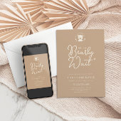 Minimalistische moderne Beige Bärenneutraldusche Einladung