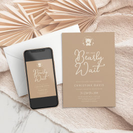Minimalistische moderne Beige Bärenneutraldusche Einladung