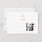 Minimalistische moderne Beige-Leaf QR-Code Hochzei RSVP Karte (Vorderseite)
