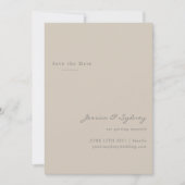 Minimalistische moderne Beige Taupe Skripte Save t The Date (Vorderseite)