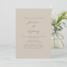 Minimalistische Moderne Beige Taupe SkriptWedding
