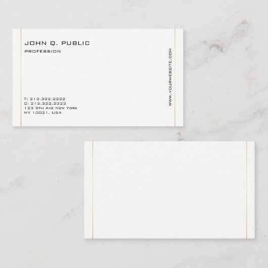 Minimalistische, moderne Berufliche Goldfarbenlini Visitenkarte (Vorne/Hinten)