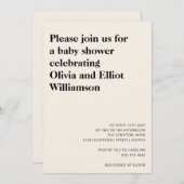 Minimalistische moderne Black Ivory Einfache Kinde Einladung (Vorne/Hinten)