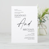 Minimalistische, moderne Black Ivory-Einladung Einladung (Stehend Vorderseite)