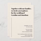 Minimalistische moderne Black Ivory Simple Wedding Einladung (Vorne/Hinten)