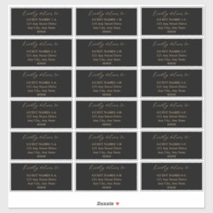 Minimalistische, moderne Black Wedding Guest Addre Aufkleber
