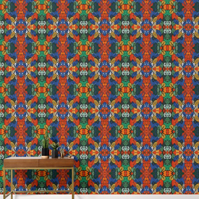 Minimalistische moderne Blätter | Bunt Tapete (Korridor)