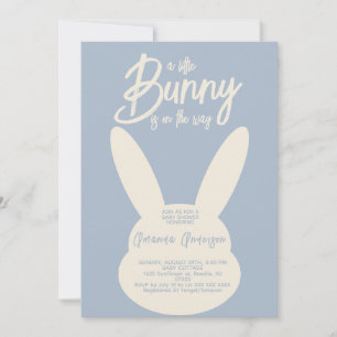 Minimalistische moderne blaue Hase-Baby-Party für Einladung