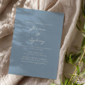 Minimalistische, moderne, blaue Script-Hochzeit Einladung