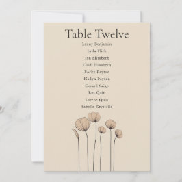 Minimalistische moderne Blume Sitzkarte Einladung