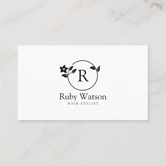 Minimalistische Moderne Blumenhaar Treuekarte (Rückseite)