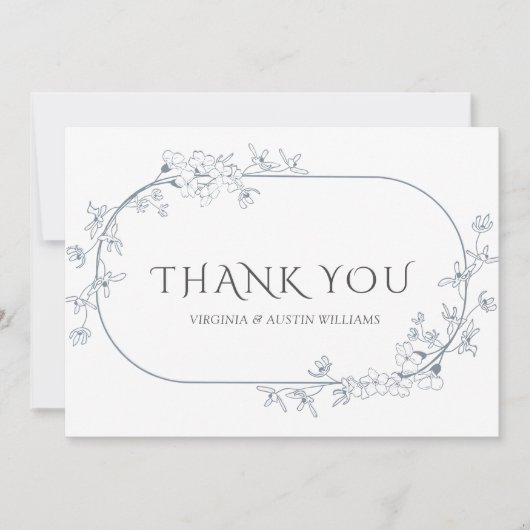 Minimalistische moderne Blumenhochzeit Dankeschön Dankeskarte (Vorderseite)
