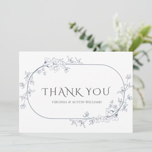 Minimalistische moderne Blumenhochzeit Dankeschön  Dankeskarte (Stehend Vorderseite)