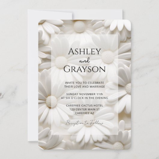 Minimalistische moderne Blumenhochzeit Einladung (Vorderseite)