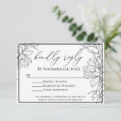 Minimalistische, moderne Blumenhochzeit RSVP Karte (Stehend Vorderseite)