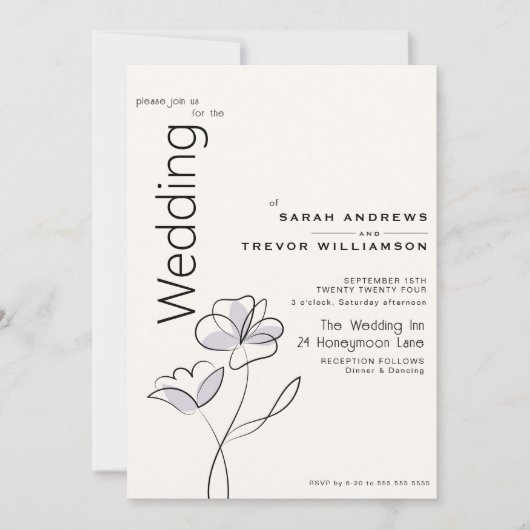 Minimalistische, moderne Blumenstaubplatte Einladung (Vorderseite)