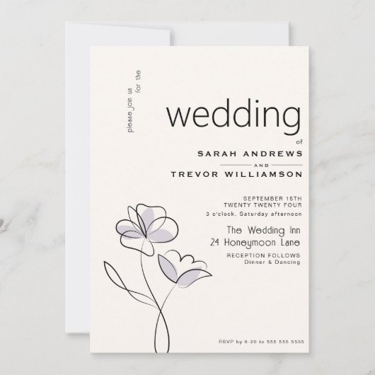 Minimalistische, moderne Blumenstaubplatte Einladung (Vorderseite)