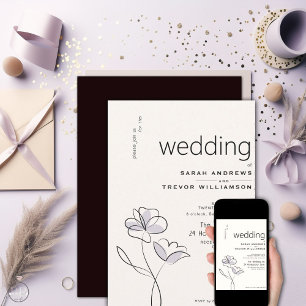 Minimalistische, moderne Blumenstaubplatte Einladung