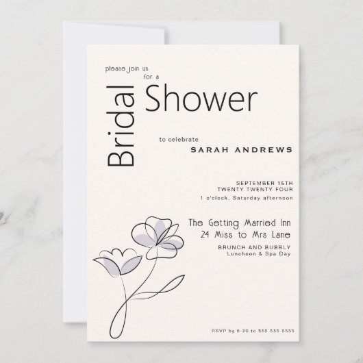 Minimalistische, moderne Blumenstaubplatte Einladung (Vorderseite)