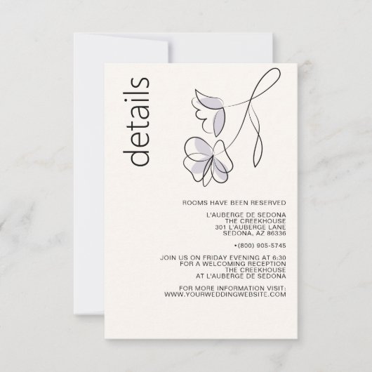 Minimalistische, moderne Blumenstaubplatte RSVP Karte (Vorderseite)