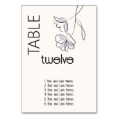 Minimalistische, moderne Blumenstaubplatte Tischnummer (Vorderseite)