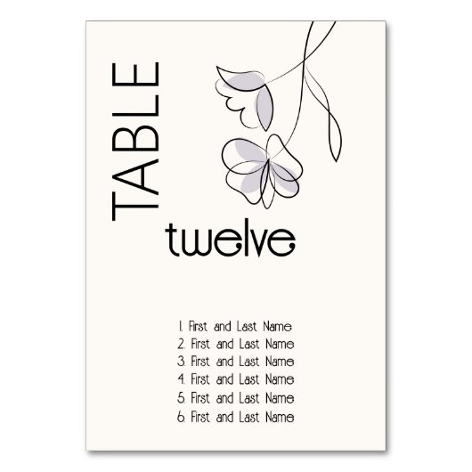 Minimalistische, moderne Blumenstaubplatte Tischnummer (Vorderseite)