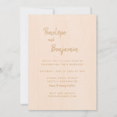 Minimalistische moderne Boho Peach Foto Hochzeit Einladung (Vorderseite)