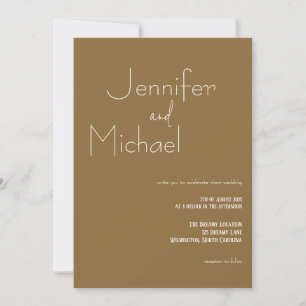 Minimalistische, moderne Braun-Hochzeitseinladung Einladung