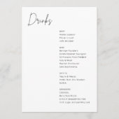 Minimalistische moderne Brautgetränke Menükarte (Vorderseite)