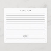 Minimalistische moderne Brautparty Beilage Rezept- (Rückseite)