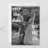 MINIMALISTISCHE MODERNE BREITE SCHWARZ UND WEISS SAVE THE DATE (Vorderseite)