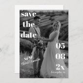 MINIMALISTISCHE MODERNE BREITE SCHWARZ UND WEISS SAVE THE DATE (Vorne/Hinten)