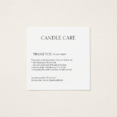 Minimalistische moderne Candle Care-Fotokarte (Rückseite)